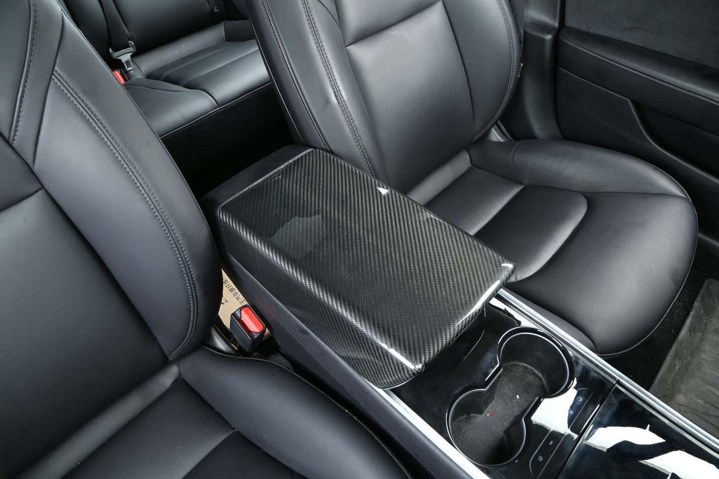 Gloss Dry Carbon Fiber Armrest Cover For Tesla Model 3 & Y 2017-2023
