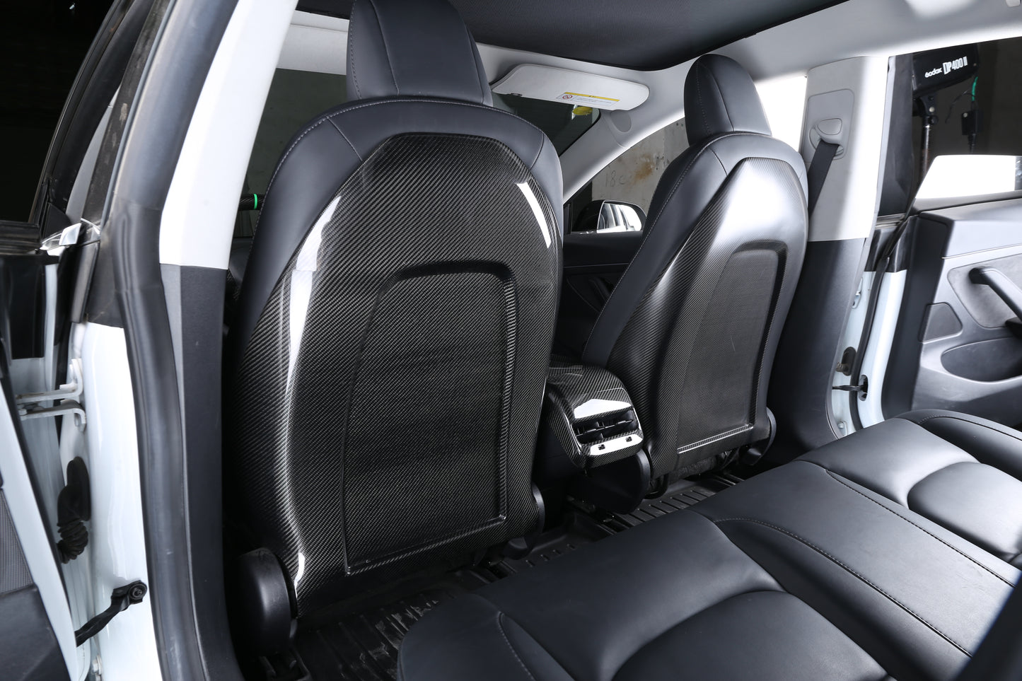 For Tesla Model 3 & Y Gloss Dry Carbon Fiber Seat Back Replacement Cover 2 Pcs 2017-2022