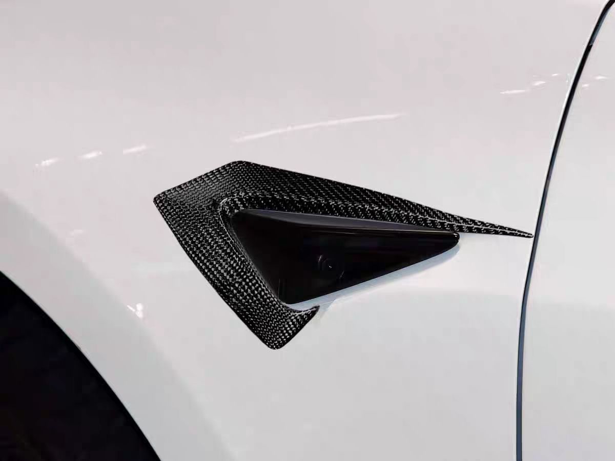 CMST Type Carbon Fiber Fender Side Camera Frame 2 Pcs For Tesla Model 3 2017-2023