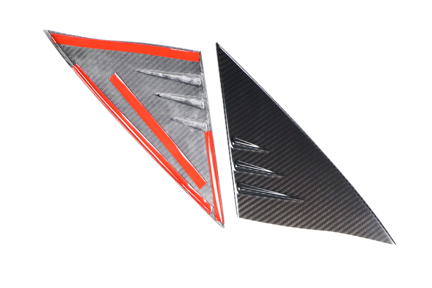 Matt Dry Carbon Fiber A Pilliar Triangle Decoration Trims 2 Pcs For Tesla Model 3 2017-2023