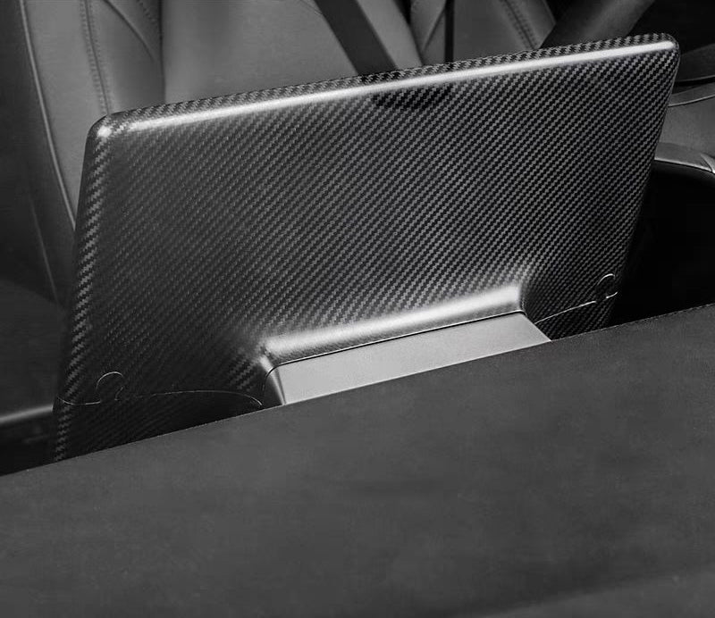 Matt Dry Carbon Fiber Screen Back Cover 2 Pcs For Tesla Model 3 & Y 2017-2023