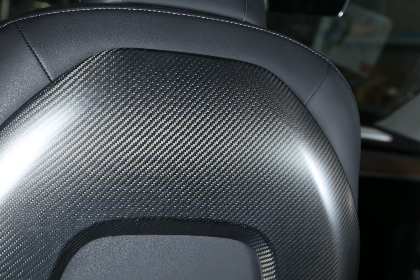 Matt Dry Carbon Fiber Seat Back Add On Cover 2 Pcs For Tesla Model 3 & Y 2017-2023