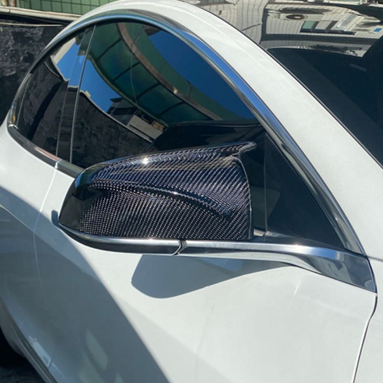 Gloss Dry Carbon Fiber Replacement Type Mirror Cover For Tesla Model 3 2017-2023