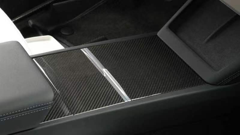 Gloss Dry Carbon Fiber Center Console Cover 3 pcs For Tesla Highland Model 3 2023+