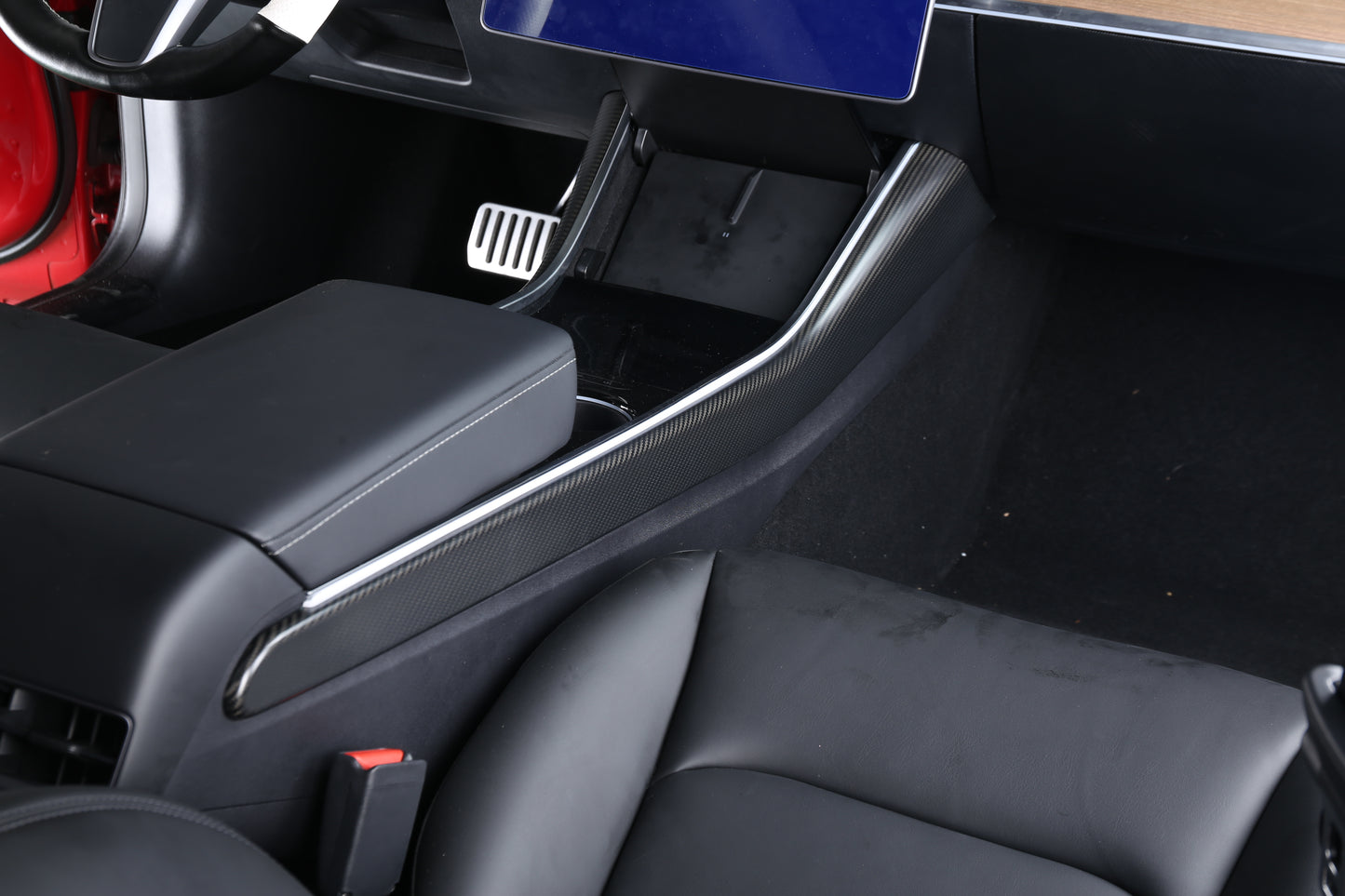 2021-2023 Model 3 & Y Matt Dry Carbon Fiber Center Console Side Panel Caps 2 Pcs