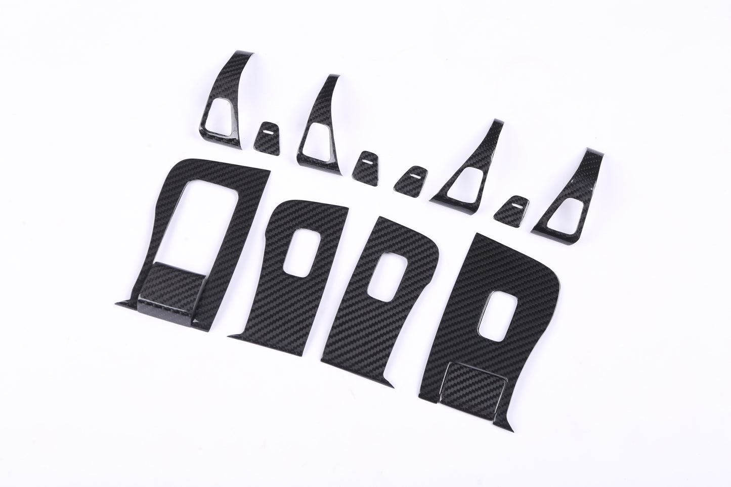 Gloss Dry Carbon Fiber Window & Door Switch Kit 10 Pcs LHD For Tesla Model 3 & Y 2021-2023