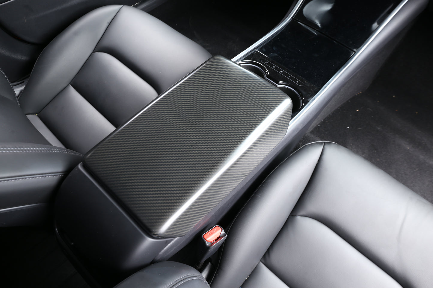 Matt Dry Carbon Fiber Armrest Cover For Tesla Model 3 & Y 2017-2023