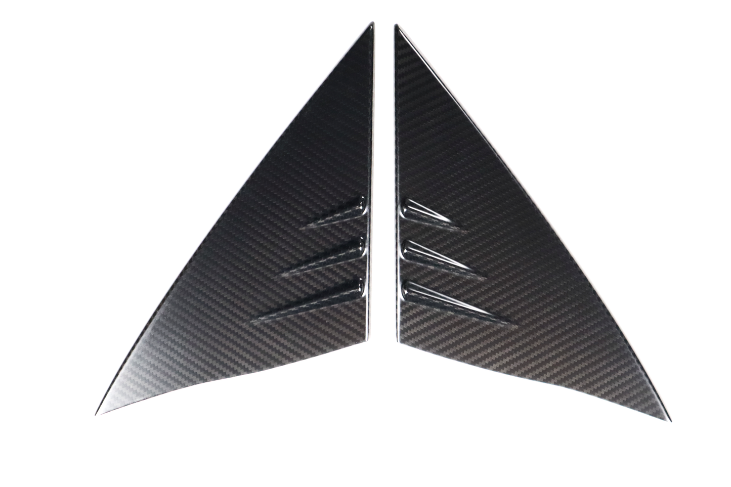 Matt Dry Carbon Fiber A Pilliar Triangle Decoration Trims 2 Pcs For Tesla Model 3 2017-2023