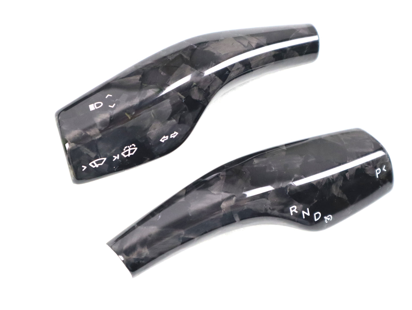 Gloss Forged Dry Carbon Fiber Shift Stalk Covers 2 Pcs For Tesla Model 3 & Y 2017-2023
