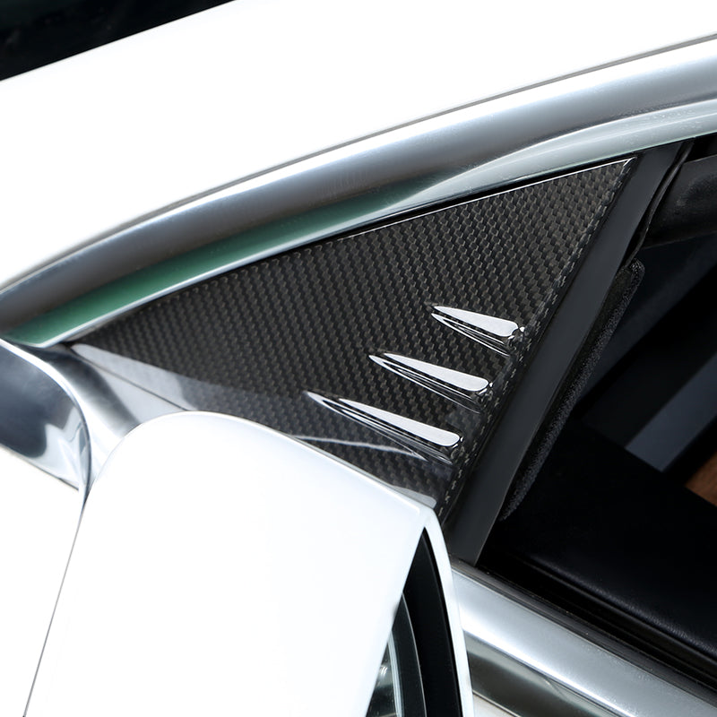 Gloss Dry Carbon Fiber A Pilliar Triangle Decoration Trims 2 Pcs For Tesla Model 3 2017-2023