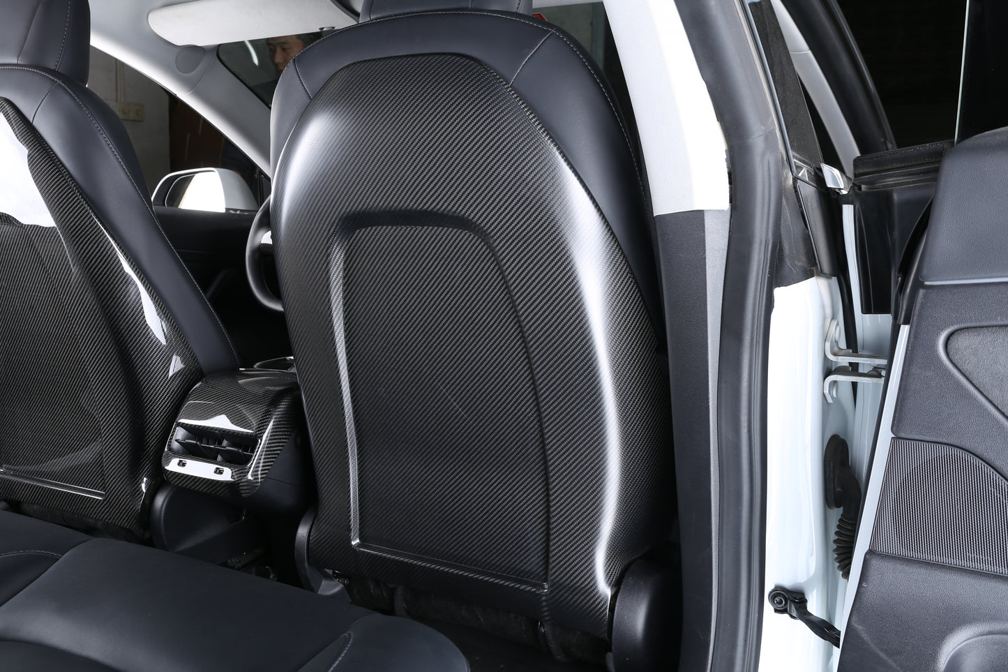 For Tesla Model 3 & Y Matt Dry Carbon Fiber Seat Back Replacement Cover 2 Pcs 2017-2022