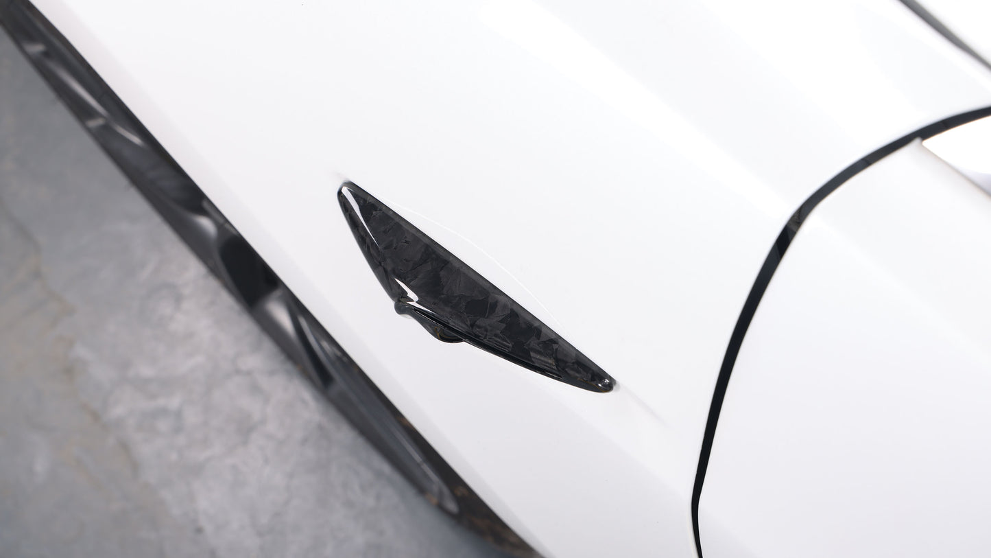 Gloss Forged Dry Carbon Fiber Side Camera Full Housing Covers 2 pcs For Tesla Model S & X & 3 & Y 2017+