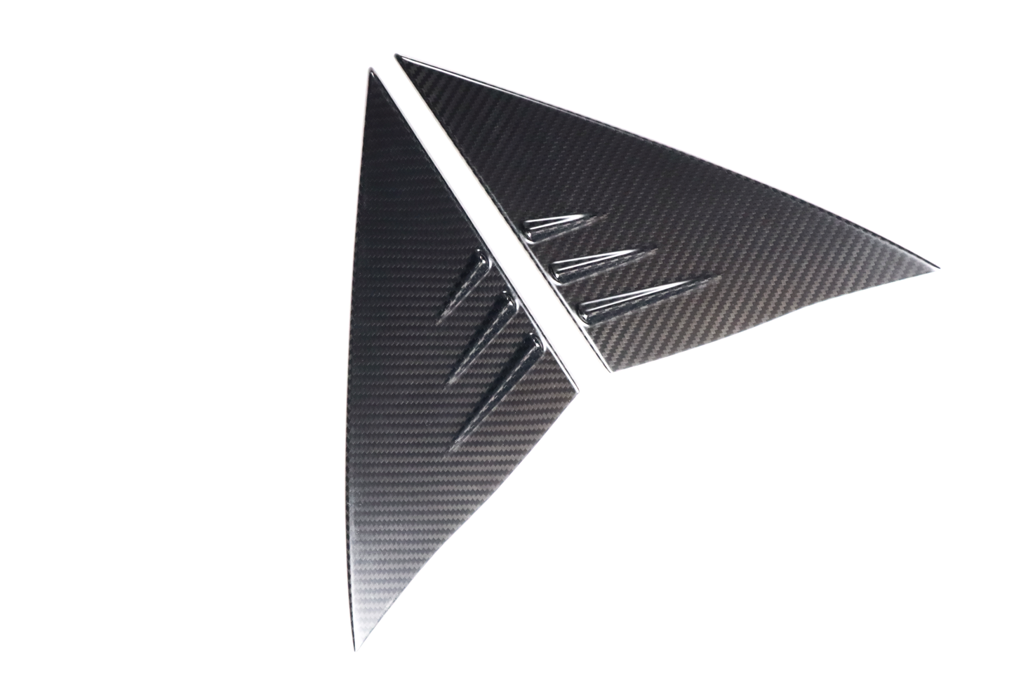 Matt Dry Carbon Fiber A Pilliar Triangle Decoration Trims 2 Pcs For Tesla Model 3 2017-2023