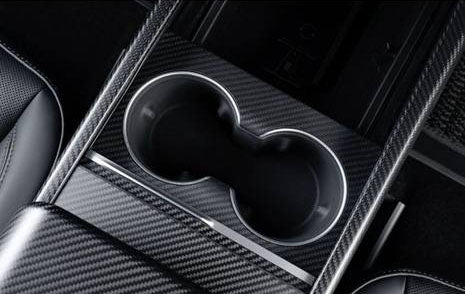 Matt Dry Carbon Fiber Front Seat Cup Holder Cover For Tesla Highland Model 3 2023+