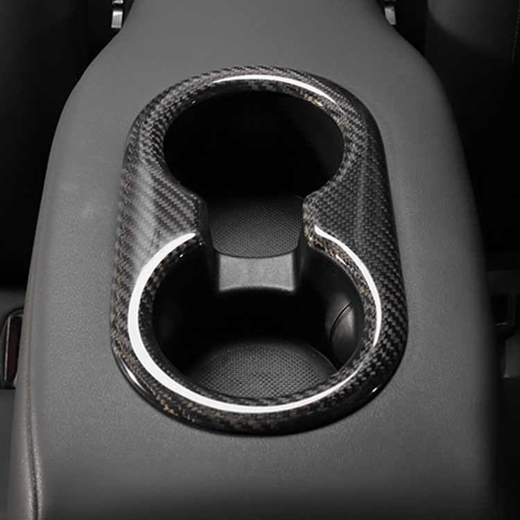 Gloss Dry Carbon Fiber Rear Seat Cup Holder Cover For Tesla Model 3 2017-2023