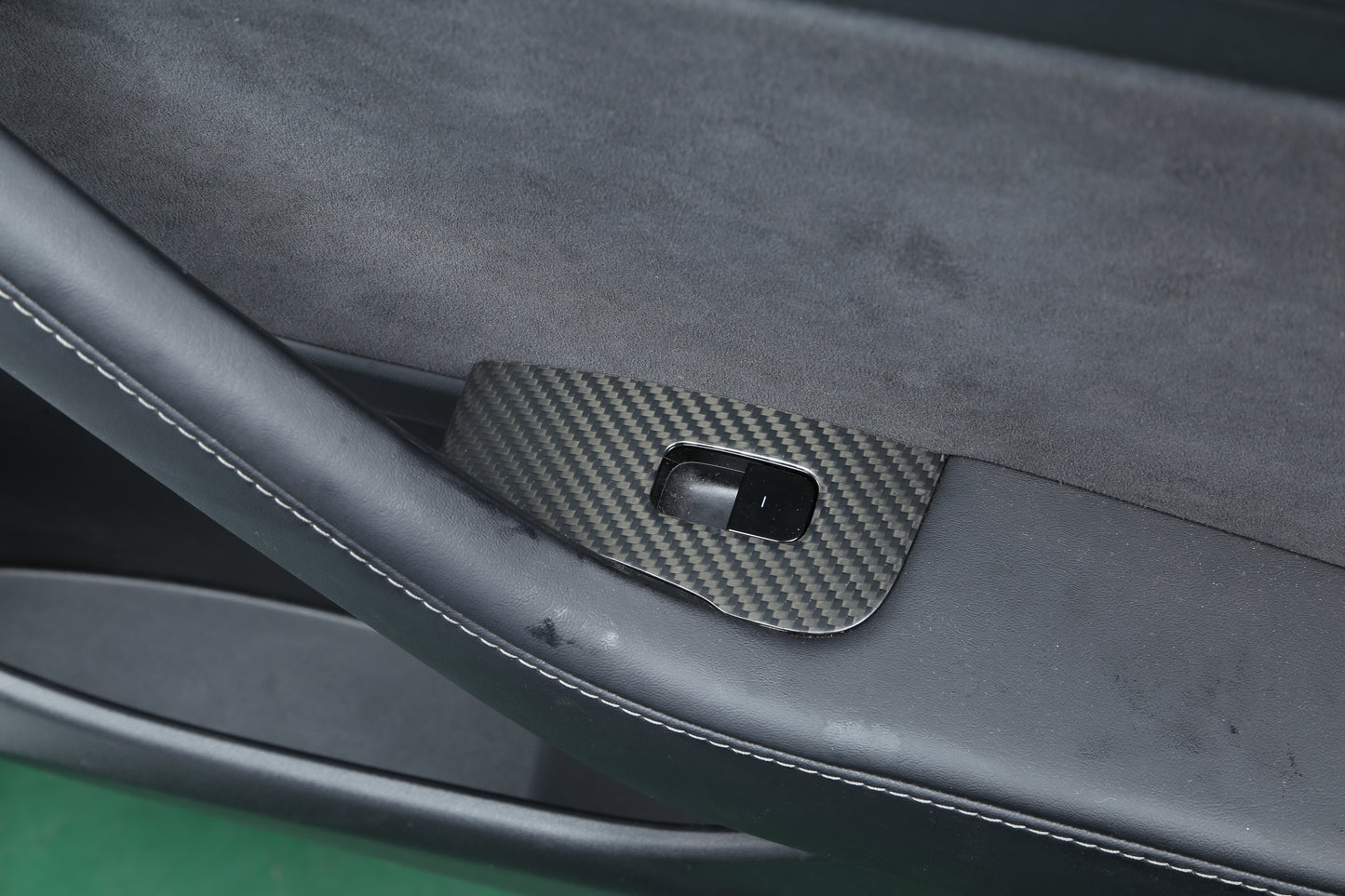 Matt Dry Carbon Fiber Window & Door Switch Kit 10 Pcs LHD For Tesla Model 3 & Y 2021-2023