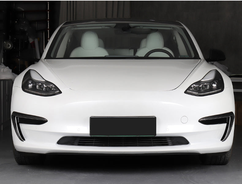 Gloss Dry Carbon Fiber Foglight Eyelids 2pcs For Tesla Model 3 2017-2023