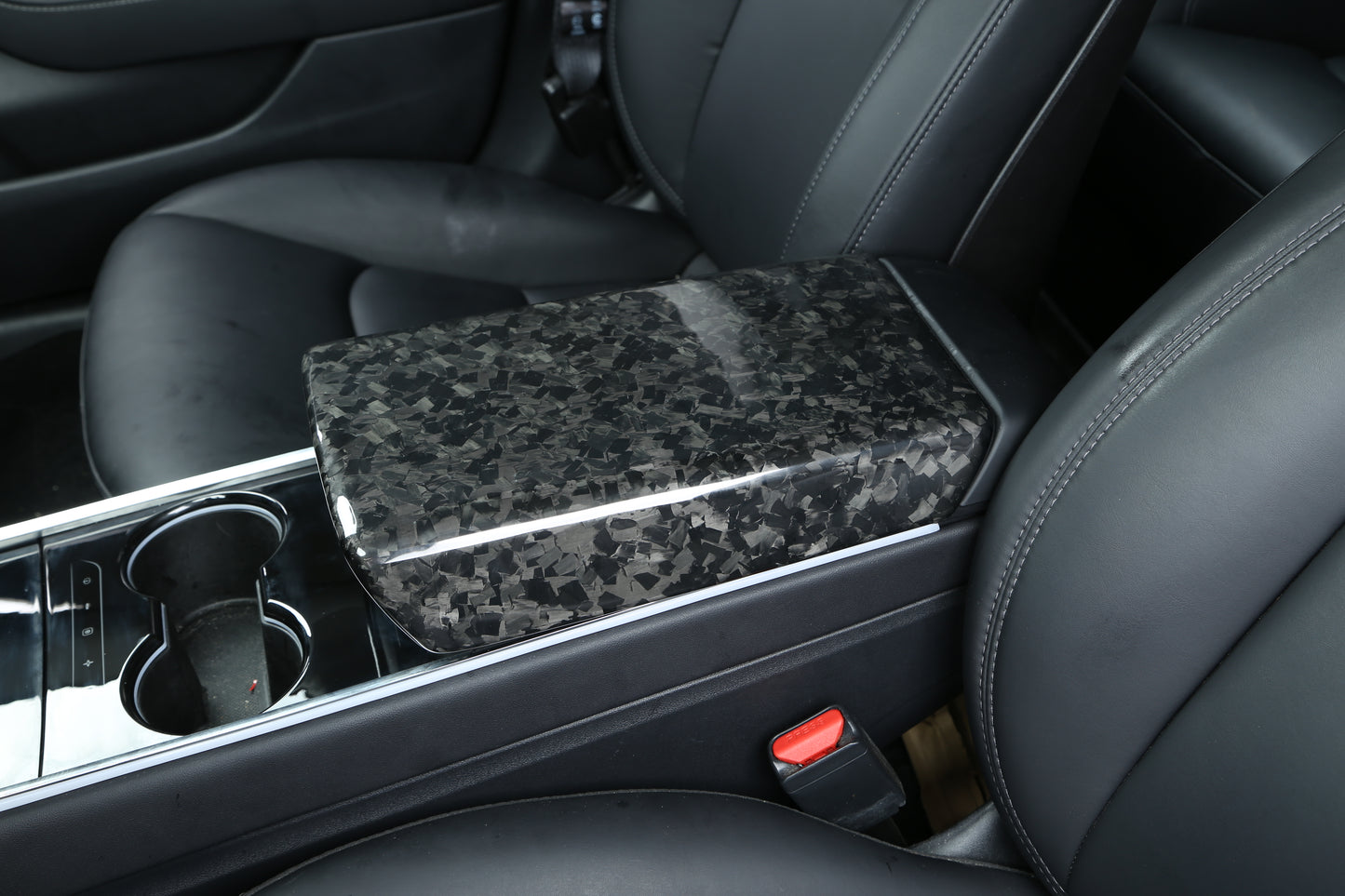 Gloss Forged Dry Carbon Fiber Armrest Cover For Tesla Model 3 & Y 2017-2023