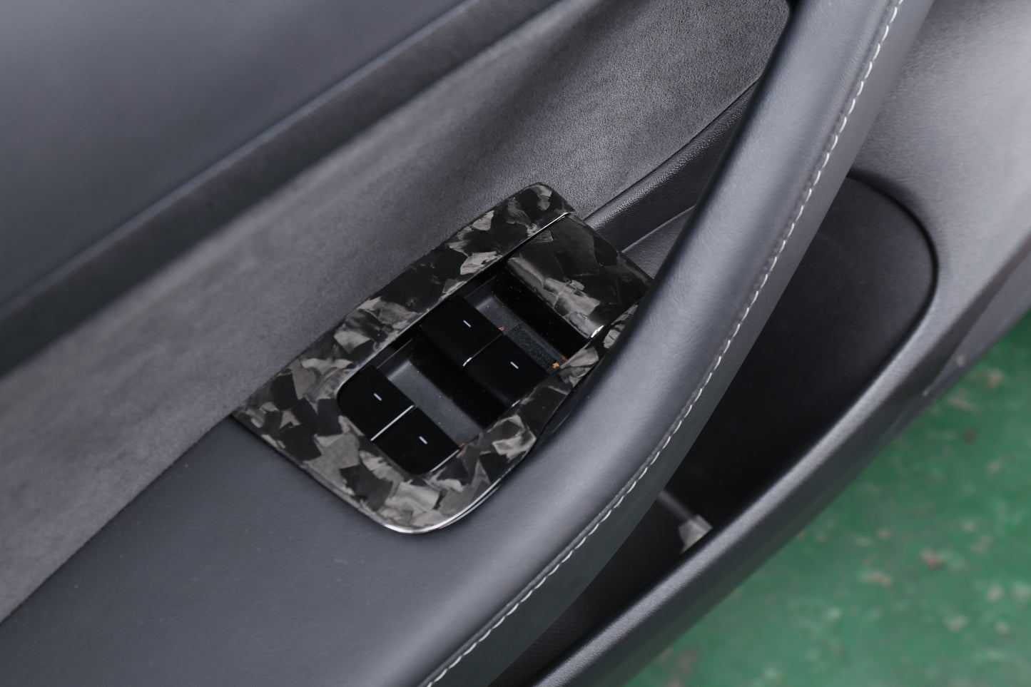 Gloss Forged Dry Carbon Fiber Window & Door Switch Kit 14 Pcs LHD For Tesla Model 3 2017-2020