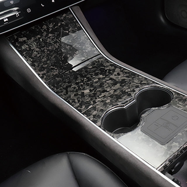 2017-2020 Model 3 & Y Gloss Forged Dry Carbon Fiber Center Console Cover 3pcs