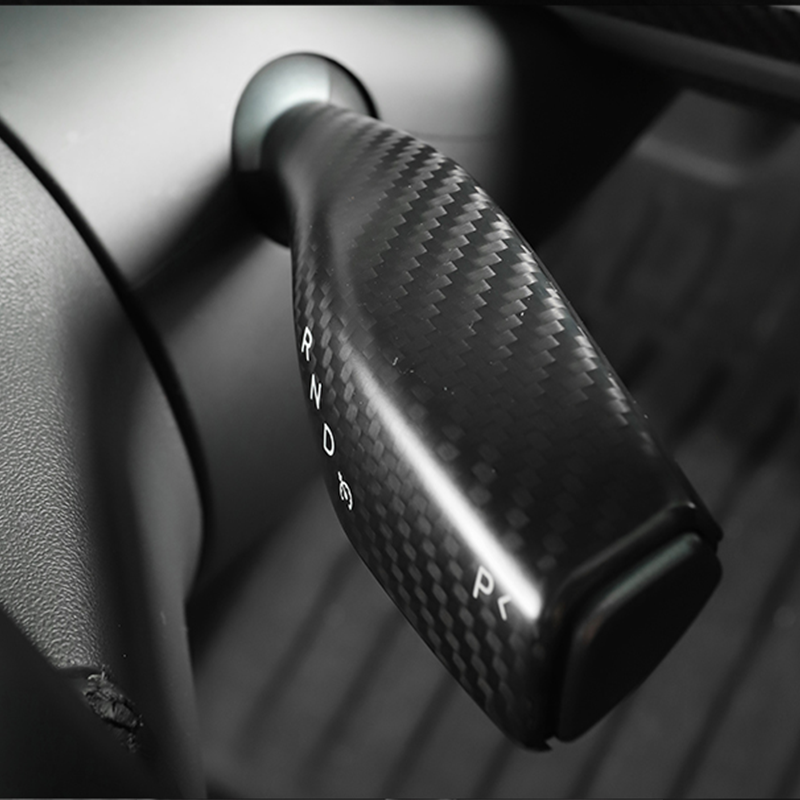 Matt Dry Carbon Fiber Shift Stalk Covers 2 pcs For Tesla Model 3 & Y 2017-2023