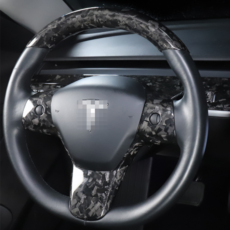 2017-2023 Gloss Forged Dry Carbon Fiber Model 3 & Y Steering Wheel Cover 1 pc
