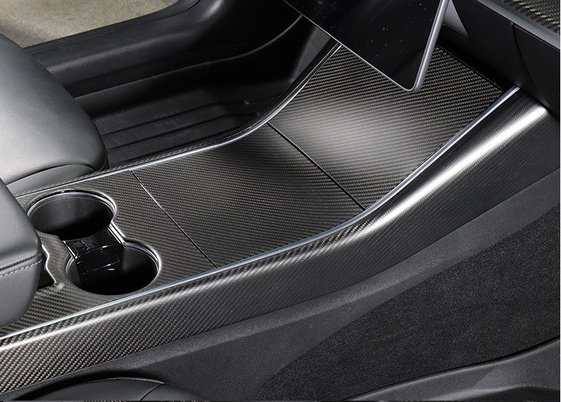 2017-2020 Model 3 & Y Matt Dry Carbon Fiber Center Console Cover 3Pcs