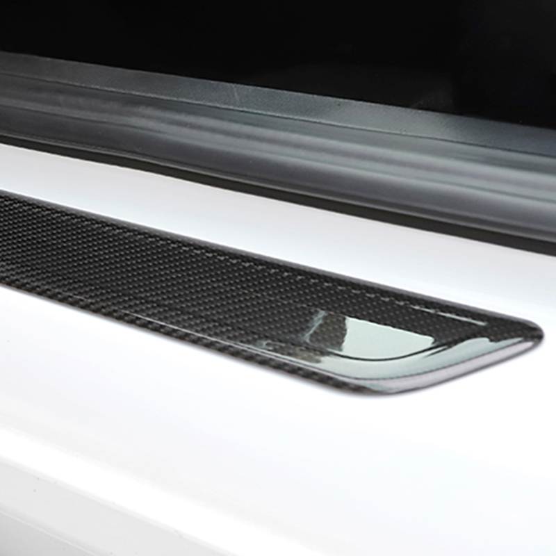 Gloss Dry Carbon Fiber Front & Rear Door Sill 4 Pcs For Tesla Model 3 2017-2023