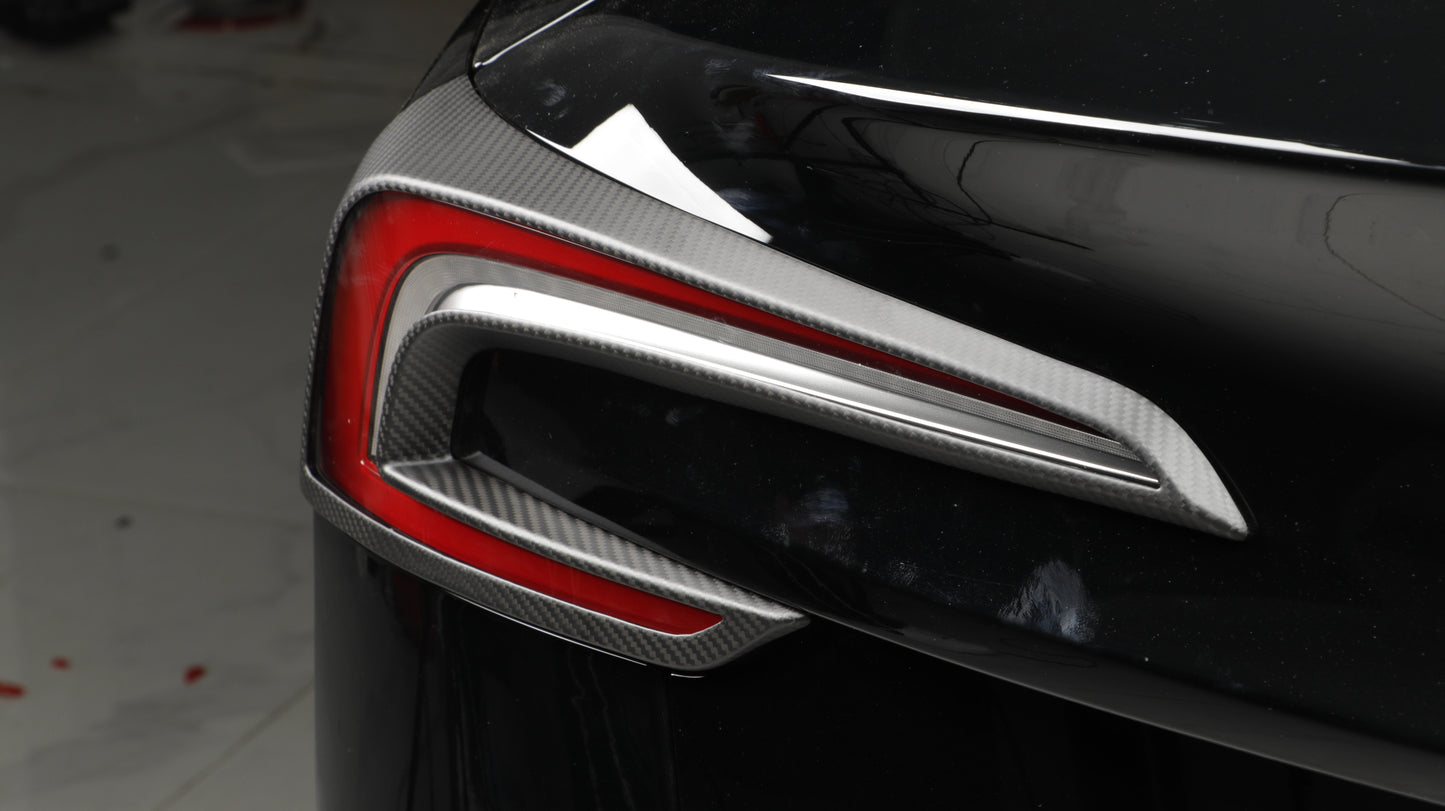 Matt Dry Carbon Fiber Taillight Trims For Tesla Highland Model 3 2023+