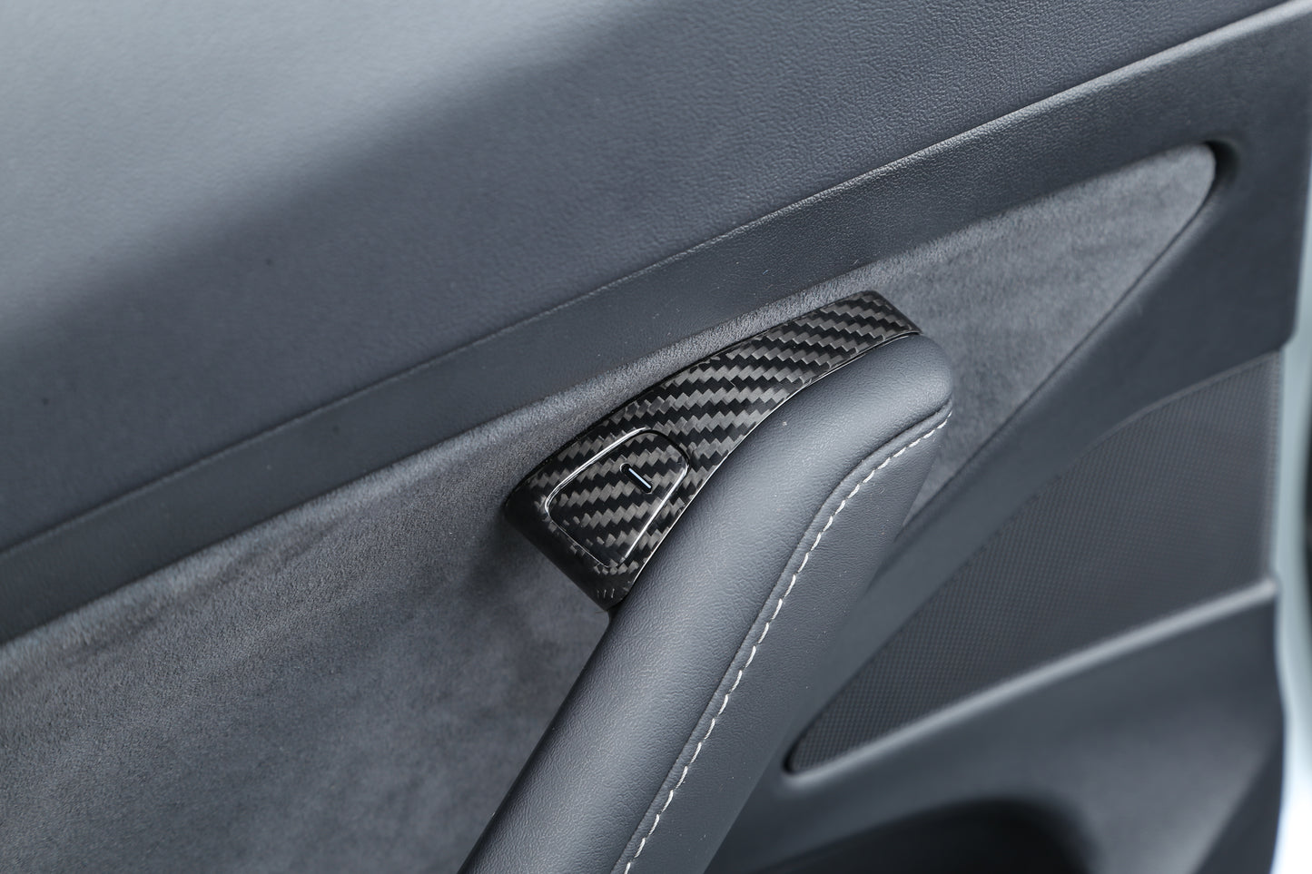 Gloss Dry Carbon Fiber Window & Door Switch Kit 14 Pcs LHD For Tesla Model 3 2017-2020