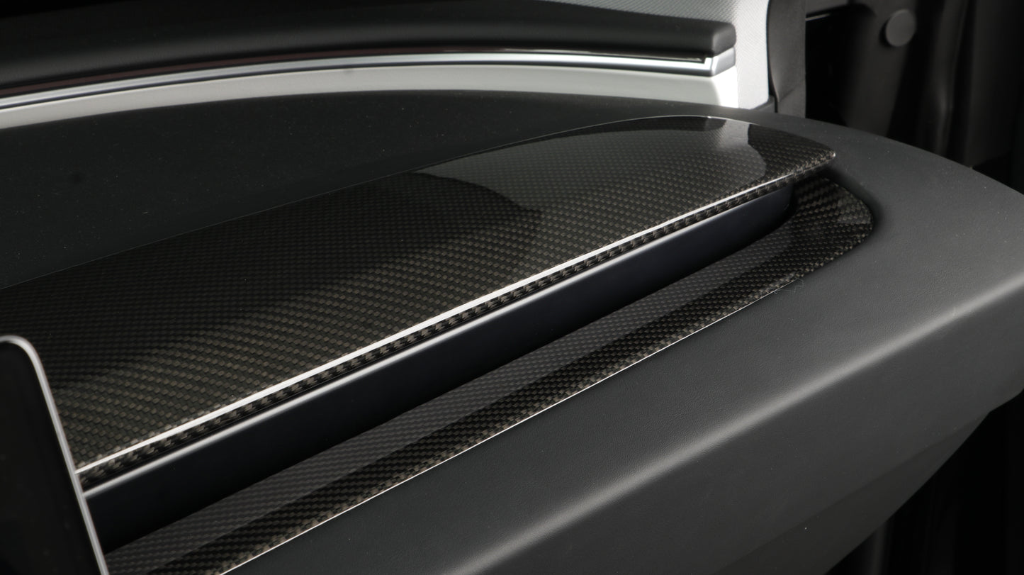 Gloss Dry Carbon Fiber Add On Type Dashboard Cover Trims For Tesla Highland Model 3 2023+