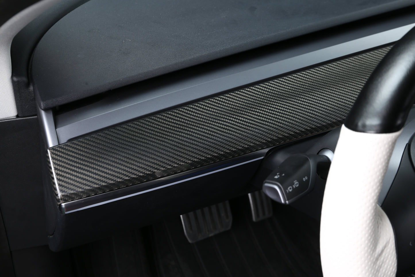 Gloss Dry Carbon Fiber Dashboard Cover 2 Pcs For Tesla Model 3 & Y 2017-2023