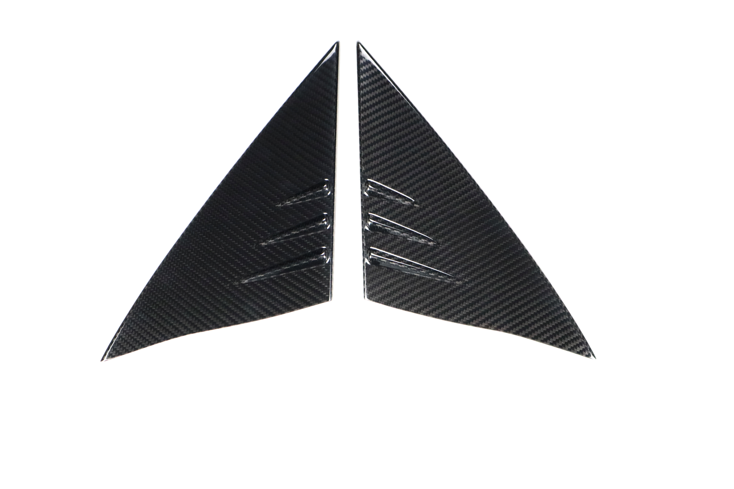 Gloss Dry Carbon Fiber A Pilliar Triangle Decoration Trims 2 Pcs For Tesla Model 3 2017-2023
