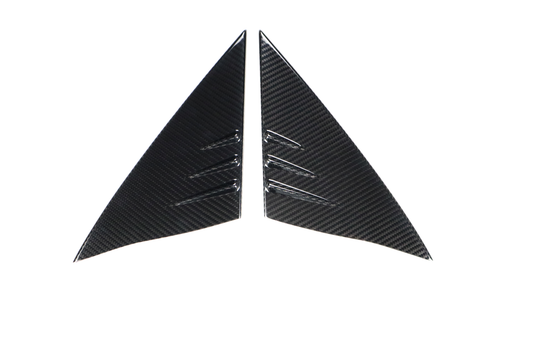 Gloss Dry Carbon Fiber A Pilliar Triangle Decoration Trims 2 Pcs For Tesla Model Y 2017+