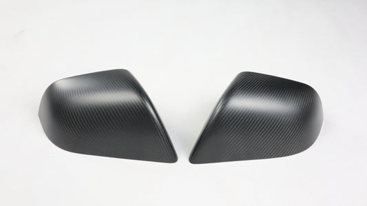 Matt Dry Carbon Fiber Add On Mirror Cover For Tesla Model Y 2017-2023