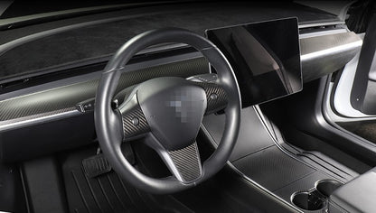 2017-2023 Matt Dry Carbon Fiber Model 3 & Y Steering Wheel Accents 3 Pcs
