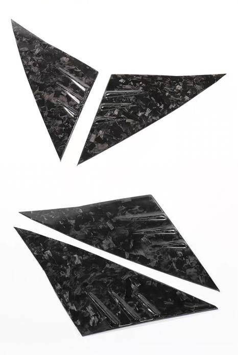 Gloss Forged Dry Carbon Fiber A Pilliar Triangle Decoration Trims 2 Pcs For Tesla Model 3 2017-2023