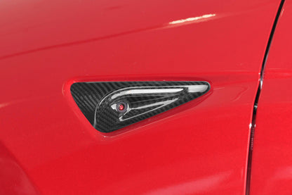 Gloss Dry Carbon Fiber Side Camera Full Housing Covers 2 Pcs For Tesla Highland Model 3 2023+