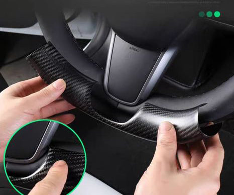 Matt Dry Carbon Fiber Steering Wheel Bottom Cap For Tesla Model 3 & Y 2017-2023