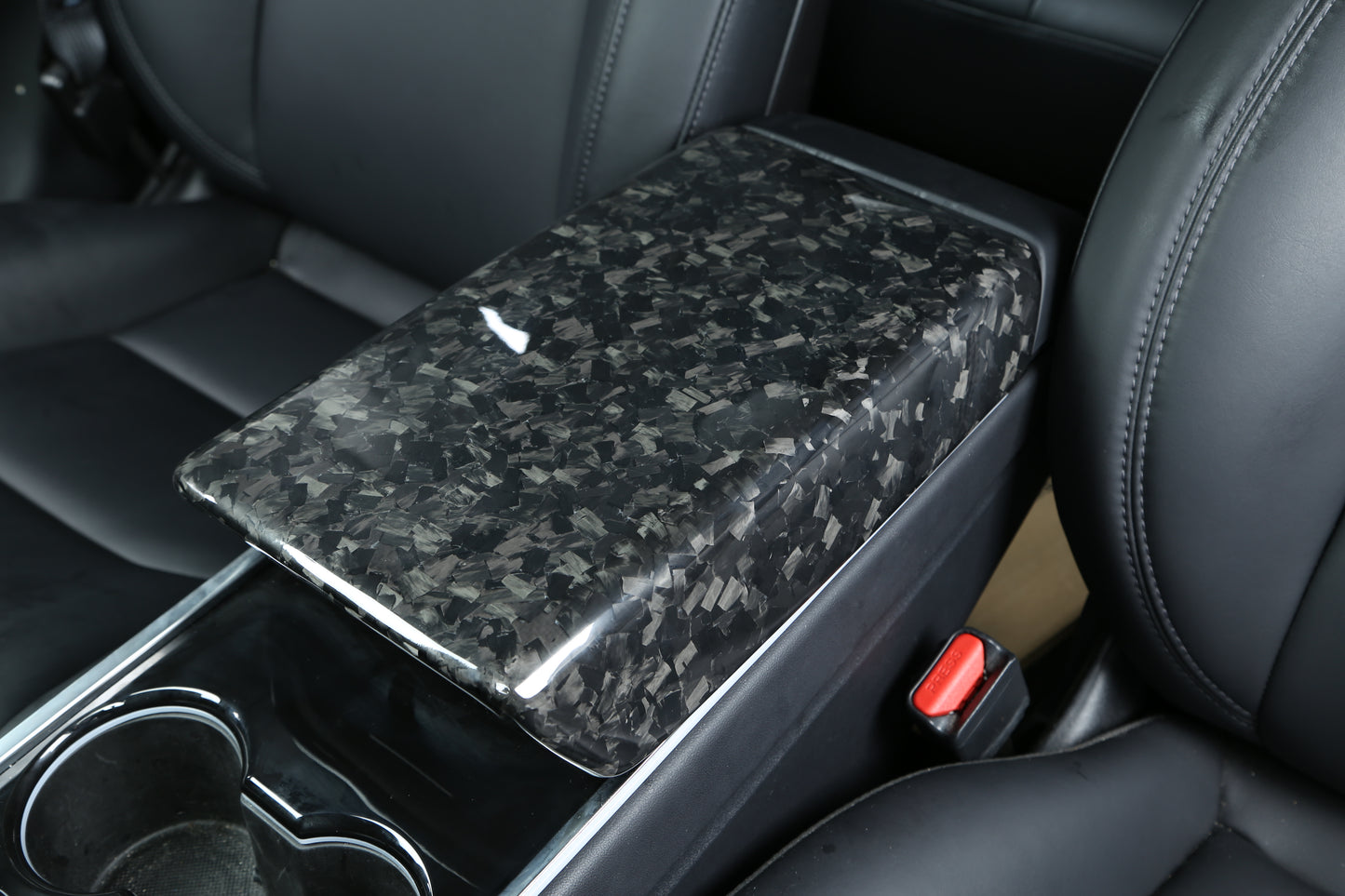 Gloss Forged Dry Carbon Fiber Armrest Cover For Tesla Model 3 & Y 2017-2023