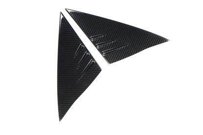 Gloss Dry Carbon Fiber A Pilliar Triangle Decoration Trims 2 Pcs For Tesla Model Y 2017+