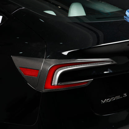Gloss Dry Carbon Fiber Taillight Trims For Tesla Highland Model 3 2023+
