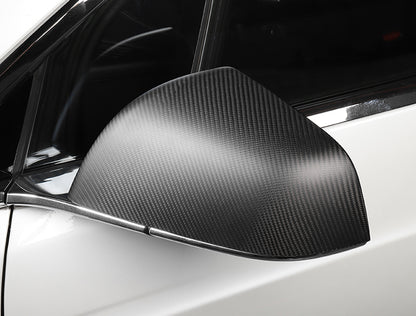 Matt Dry Carbon Fiber Add On Type Mirror Cover For Tesla Model X 2012-2020