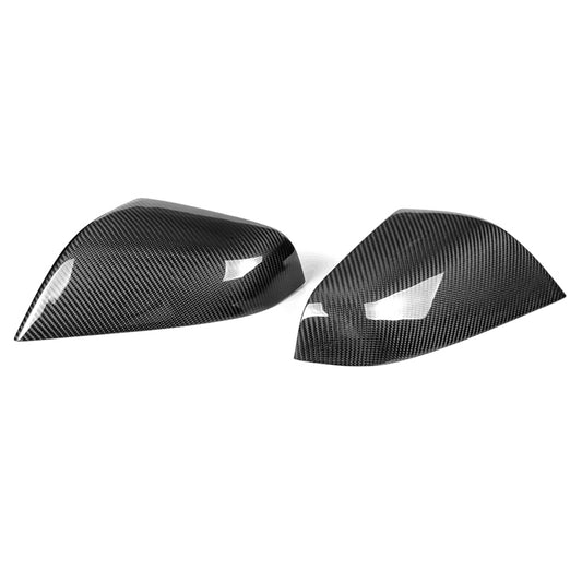 Gloss Dry Carbon Fiber Add On Type Mirror Cover For Tesla Model S 2012-2020