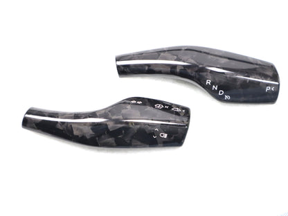 Gloss Forged Dry Carbon Fiber Shift Stalk Covers 2 Pcs For Tesla Model 3 & Y 2017-2023