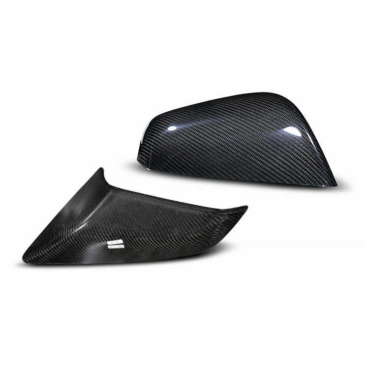 Gloss Dry Carbon Fiber Add On Type Mirror Cover For Tesla Model Y 2017-2023