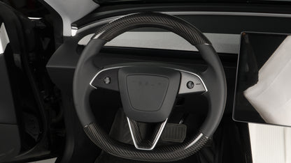 Matt Dry Carbon Fiber Steering Wheel Top Cap For Tesla Highland Model 3 2023+