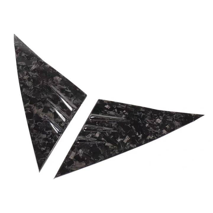 Gloss Forged Dry Carbon Fiber A Pilliar Triangle Decoration Trims 2 Pcs For Tesla Model 3 2017-2023