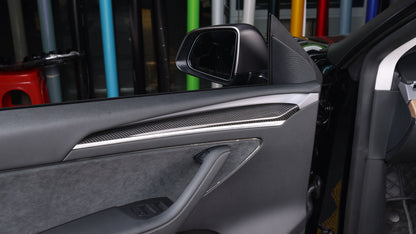 Real Gloss Dry Carbon Fiber For Tesla Model 3 & Y Door Trims 2021+