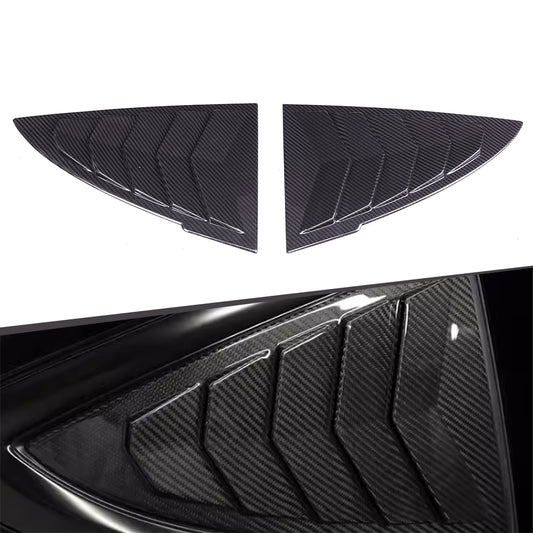 Gloss Dry Carbon Fiber Side Window Louver Scoop Vent 2 Pcs For Tesla Highland Model 3 2023+